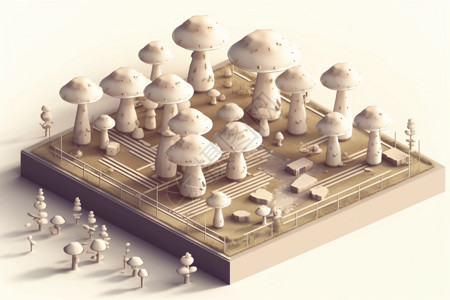 一群白色小蘑菇蘑菇农场设计图片