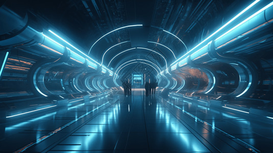 虹桥交通枢纽科技感隧道图片设计图片