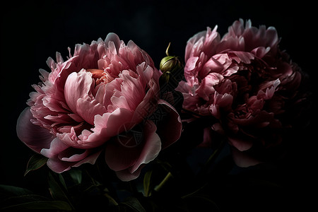 粉色绽放的牡丹花背景图片