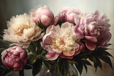 花朵插图粉红色牡丹的插图背景