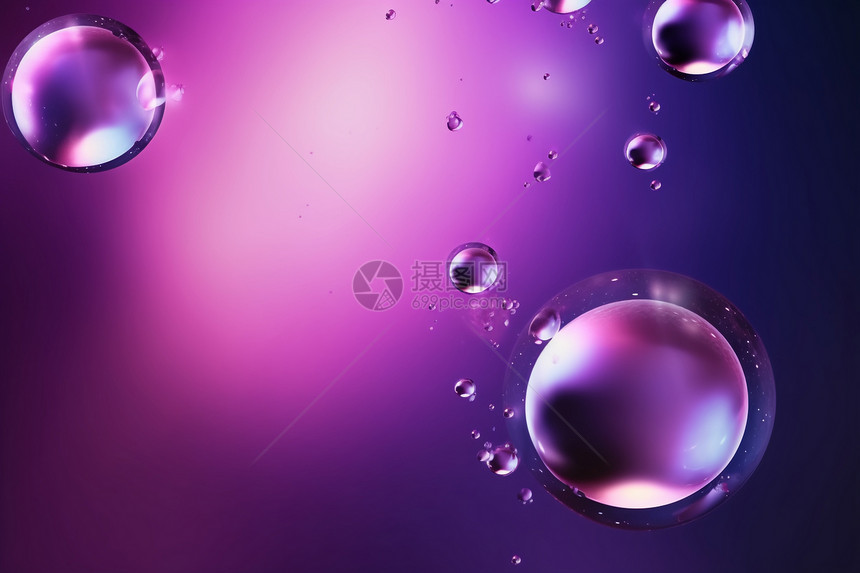 带气泡的紫色抽象背景图片