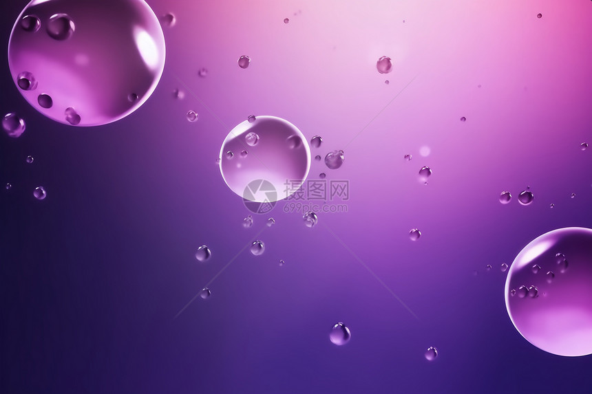 紫色透明气泡抽象背景图片