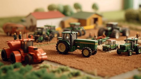农业拖拉机耕地背景图片
