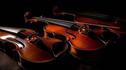 三把小提琴的特写镜头背景