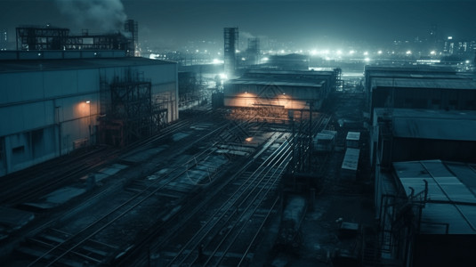 工业厂房夜景图片