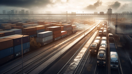 货运列车物流运输港口设计图片