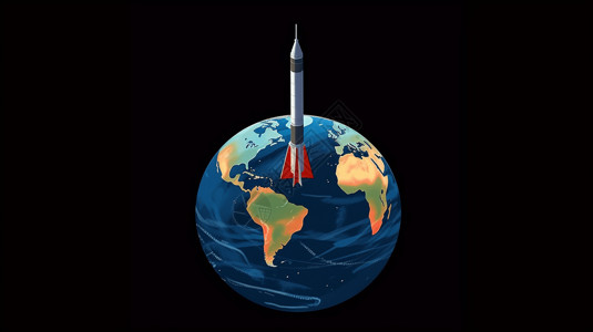 飞入太空的火箭背景图片