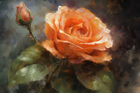 橙色玫瑰艺术插图背景图片