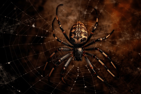趴在网上的蜘蛛背景图片
