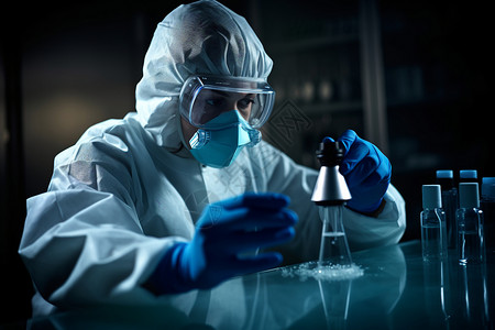药品生物技术实验室技术人员进行化学反应背景