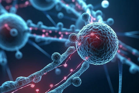 病毒细胞dna链3D概念图图片