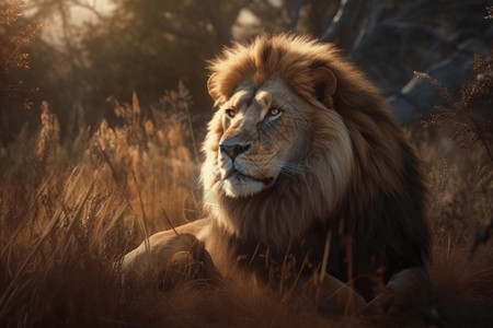 太阳花纹素材休息中的雄狮背景