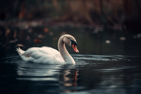 宁静池塘中的美丽天鹅图片