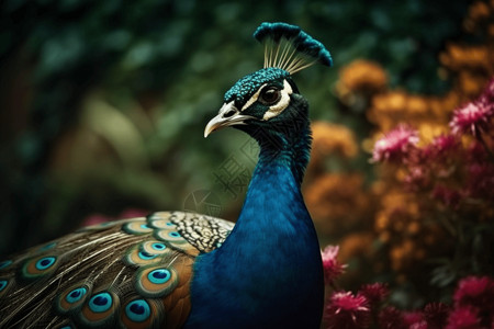 优雅的孔雀花园鸟冠高清图片