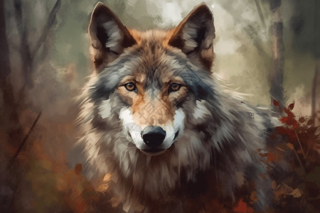 森林里的狼特写背景图片