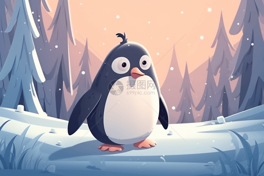在雪中的企鹅图片