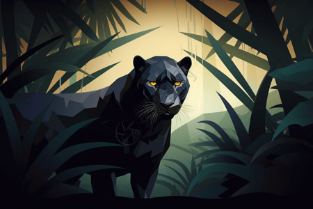 在丛林中穿梭的黑豹图片