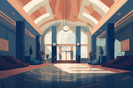 宽敞酒店大厅宽敞的大厅插画