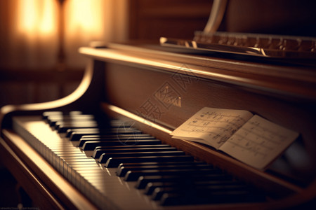 钢琴琴键素材带有乐谱的钢琴背景