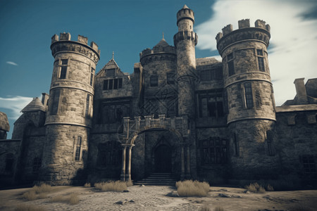 身临其境的VR城堡背景图片