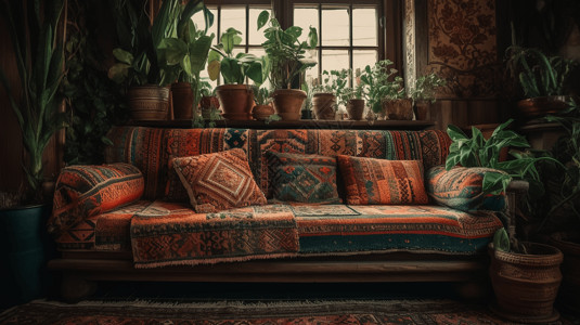 波西米亚风格的沙发图片