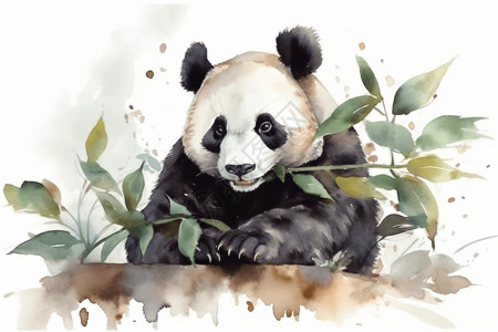 俏皮的水彩熊猫图片