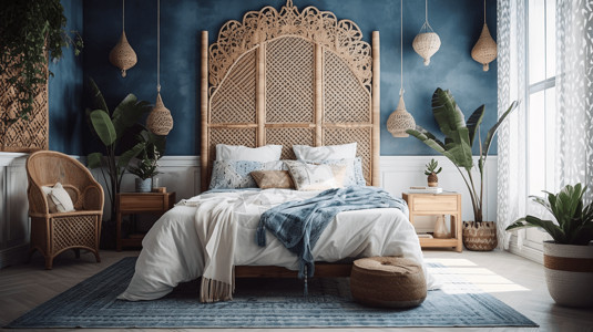 波西米亚风格卧室装修设计背景图片