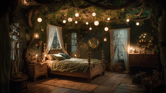 森林风格卧室装饰图片