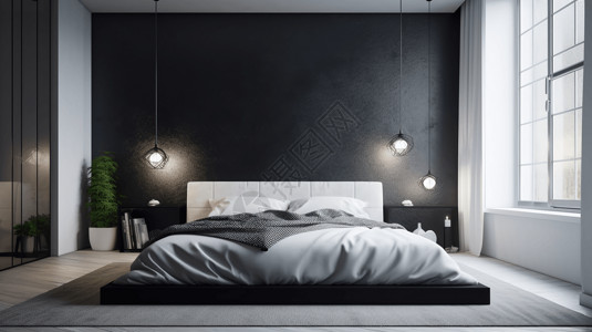 深色现代卧室装饰背景图片