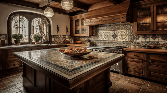 地中海木质厨房设计背景图片
