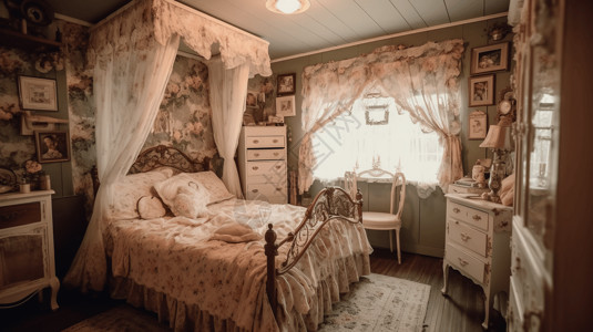 复古精致的卧室装修背景图片