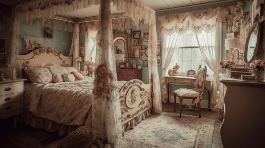 复古精致的卧室装饰图片