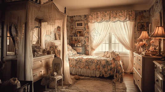 复古精致的卧室设计图片