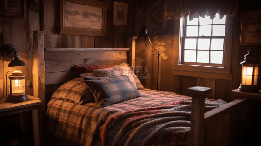舒适的小屋卧室床铺图片