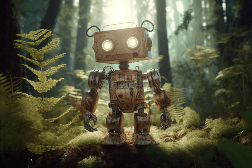 神奇森林中呆萌的机器人图片