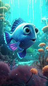 3D海底世界海底世界神奇的鱼类插画