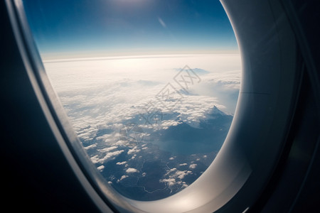 从飞机窗口观看窗外风景图片
