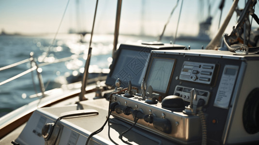 位置测定系统船上的GPS系统显示导航数据背景