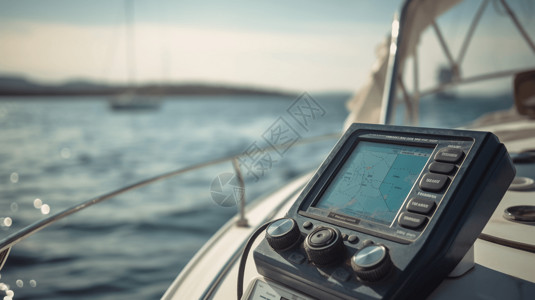 海洋数据带有GPS系统的快艇背景
