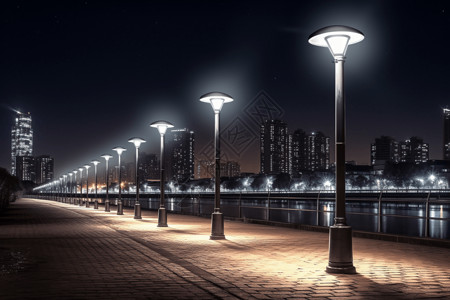 太阳能路灯夜景高效的太阳能城市设计图片