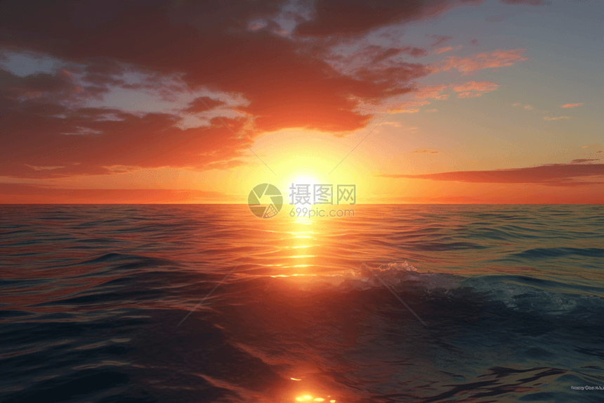 海洋上的日落景象图片
