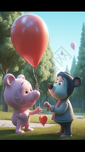 与泰迪熊共享气球背景图片