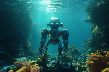 潜入海底世界的机器人设计图片