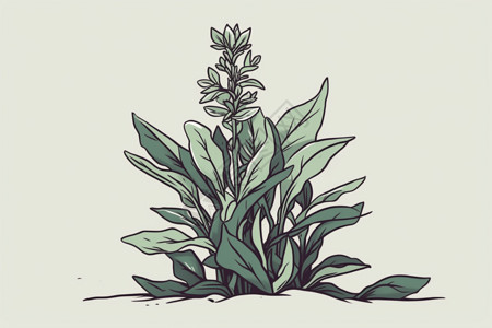 植物的中间手绘插图背景图片