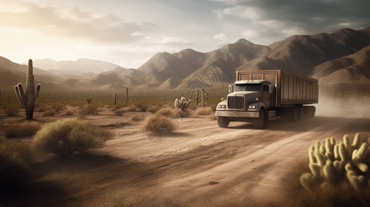 沙漠卡车运输物流图片