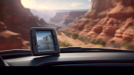 开车穿越手机汽车GPS导航仪插画