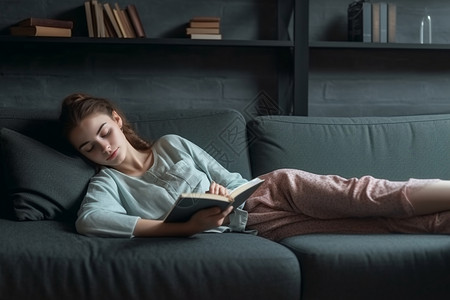 睡在沙发上的懒散女人背景图片