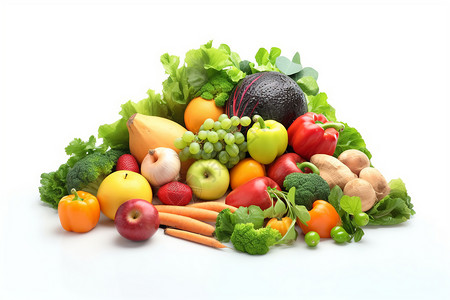 有机蔬菜和水果特写图背景图片