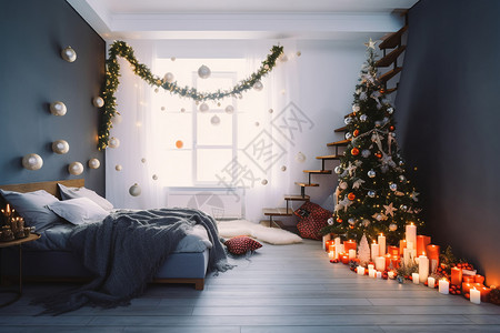 圣诞节装修室内家居配饰概念图设计图片