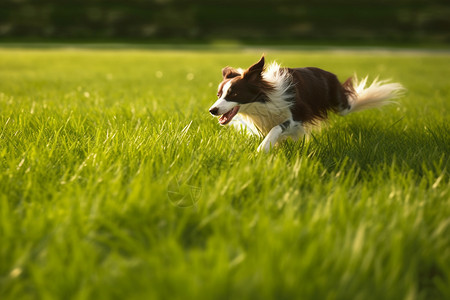 狗狗在草地上奔跑图片